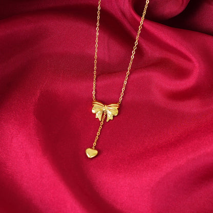 18K Gold Plated Sweetheart Bow Necklace