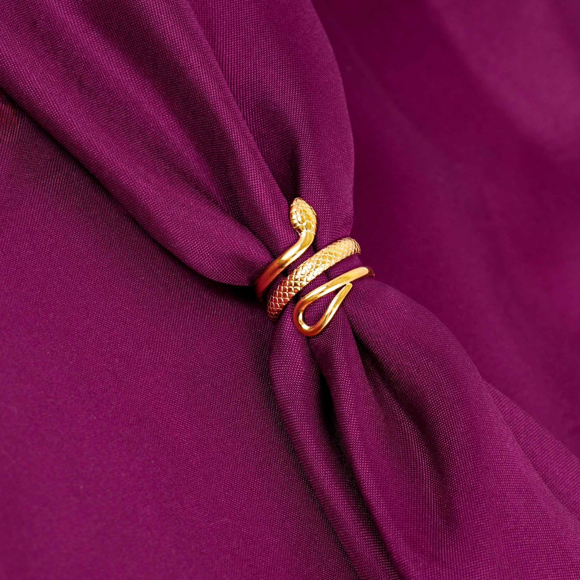 18K Gold Plated Serpent Elegance Classic Textured Adjustable Ring