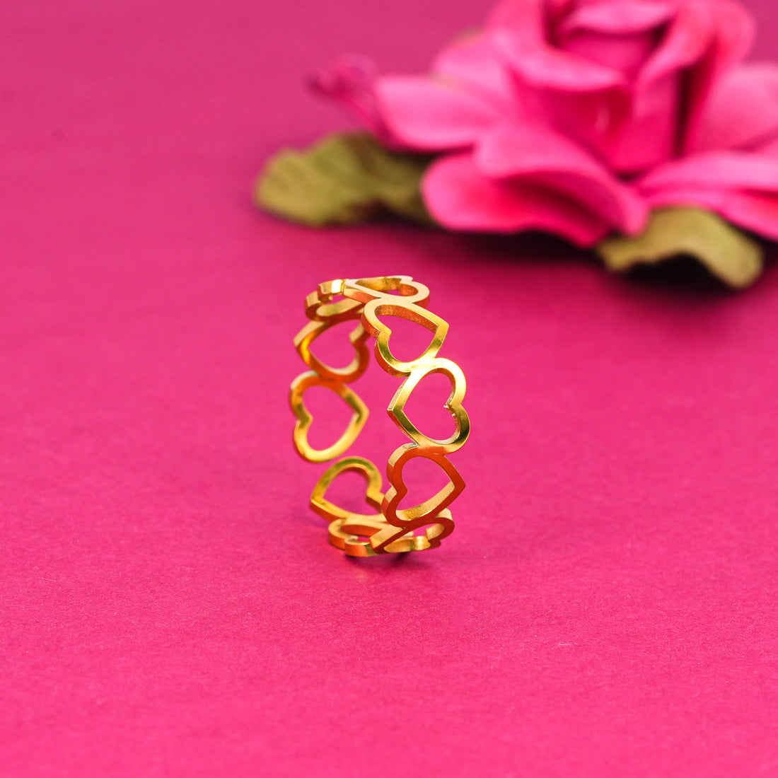 18K Gold Plated Heart Love Adjustable Dainty Ring