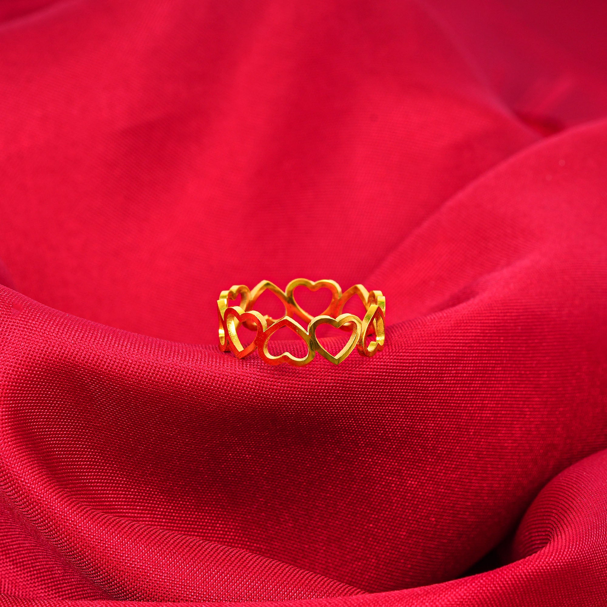 18K Gold Plated Heart Love Adjustable Dainty Ring