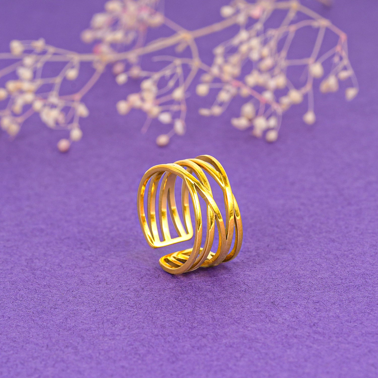 18K Gold Plated Layered Opening Gold Ring