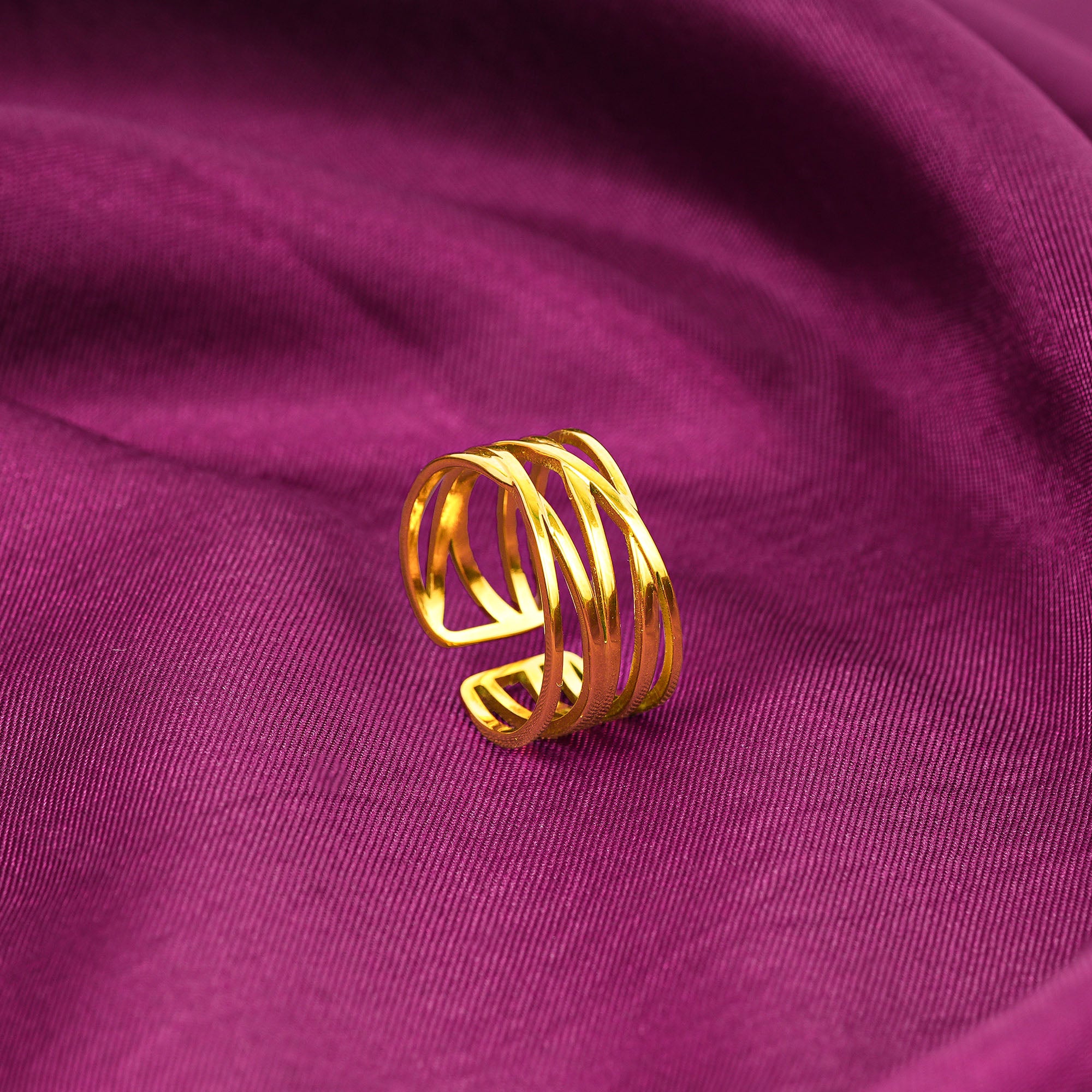 18K Gold Plated Layered Opening Gold Ring