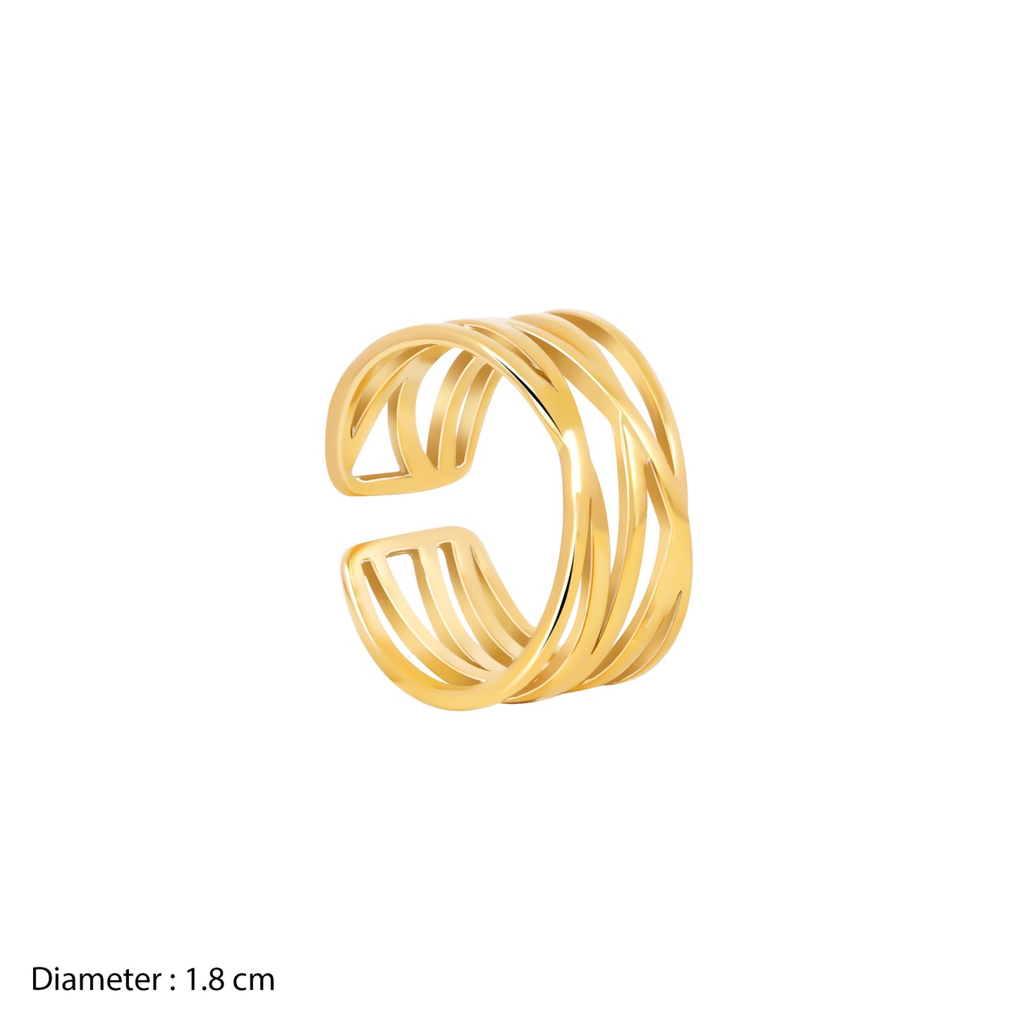 18K Gold Plated Layered Opening Gold Ring