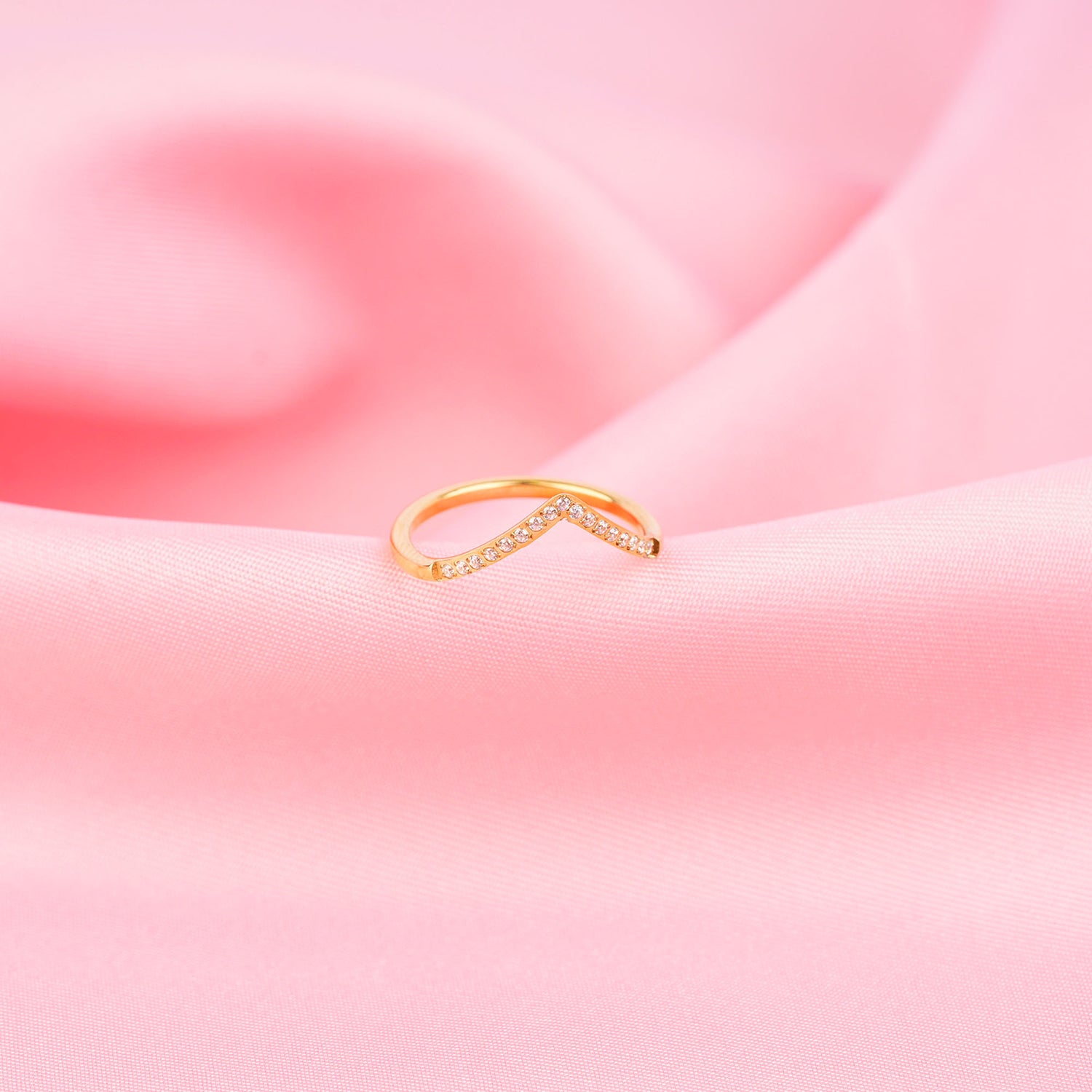 Promise ring with cubic zirconia pave