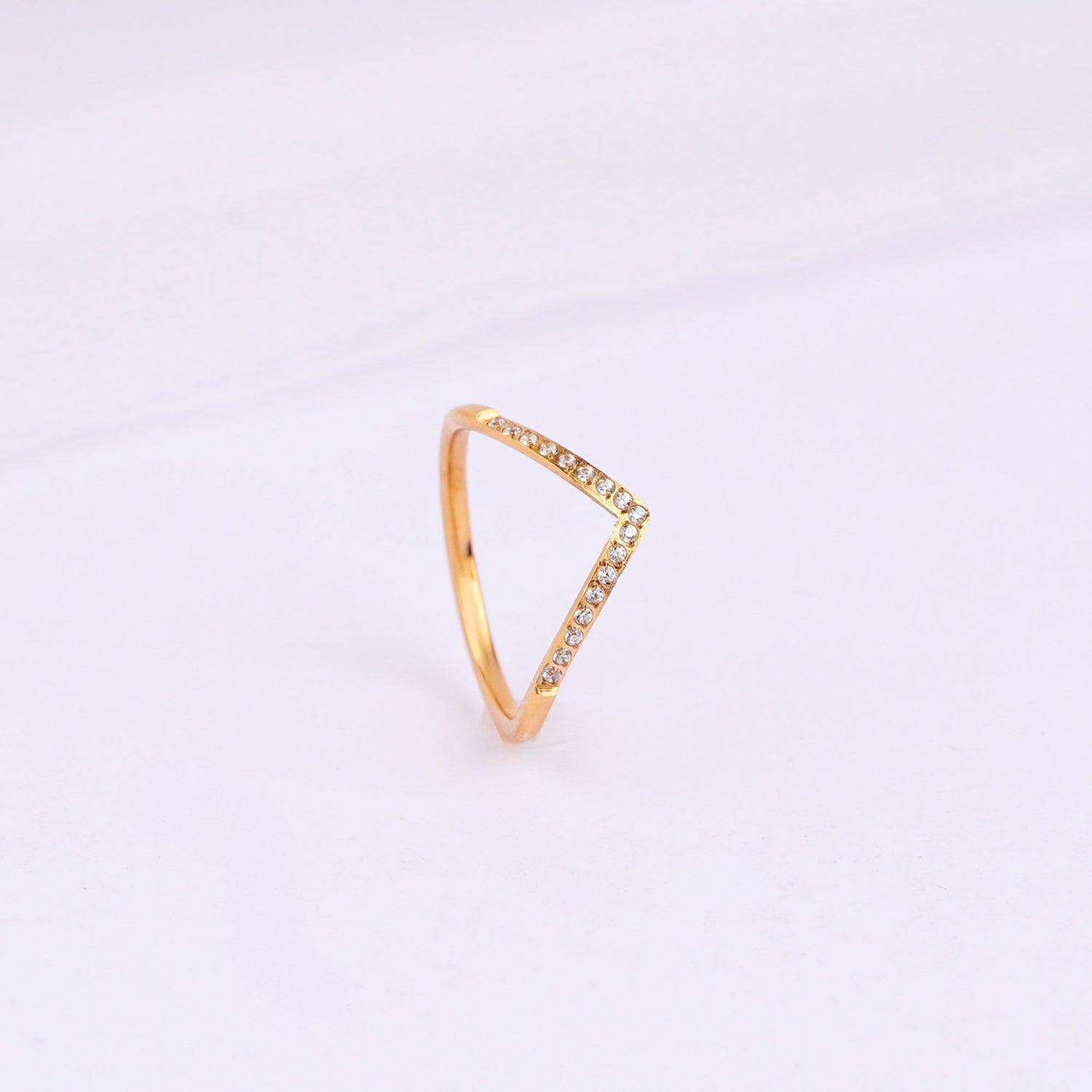 Elegant gold-plated CZ ring for women
