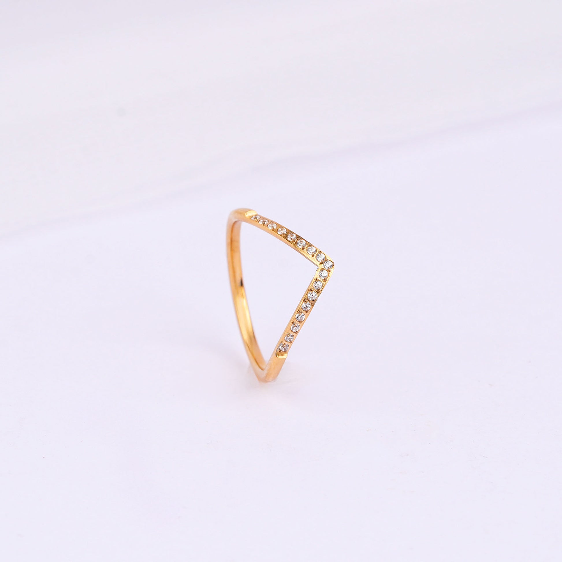 Elegant gold-plated CZ ring for women