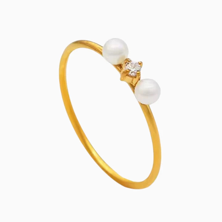 18k Gold Plated Twin Pearl Ring