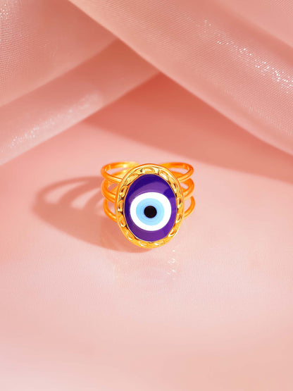 18K Gold Plated Evil Eye Adjustable Ring