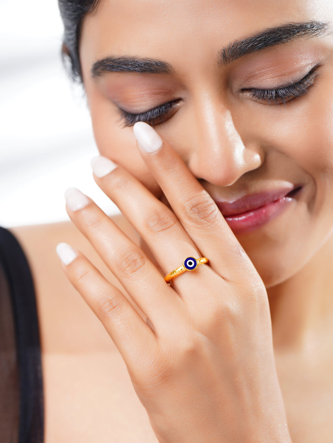 18K Gold Plated Enamel Evil Eye Ring