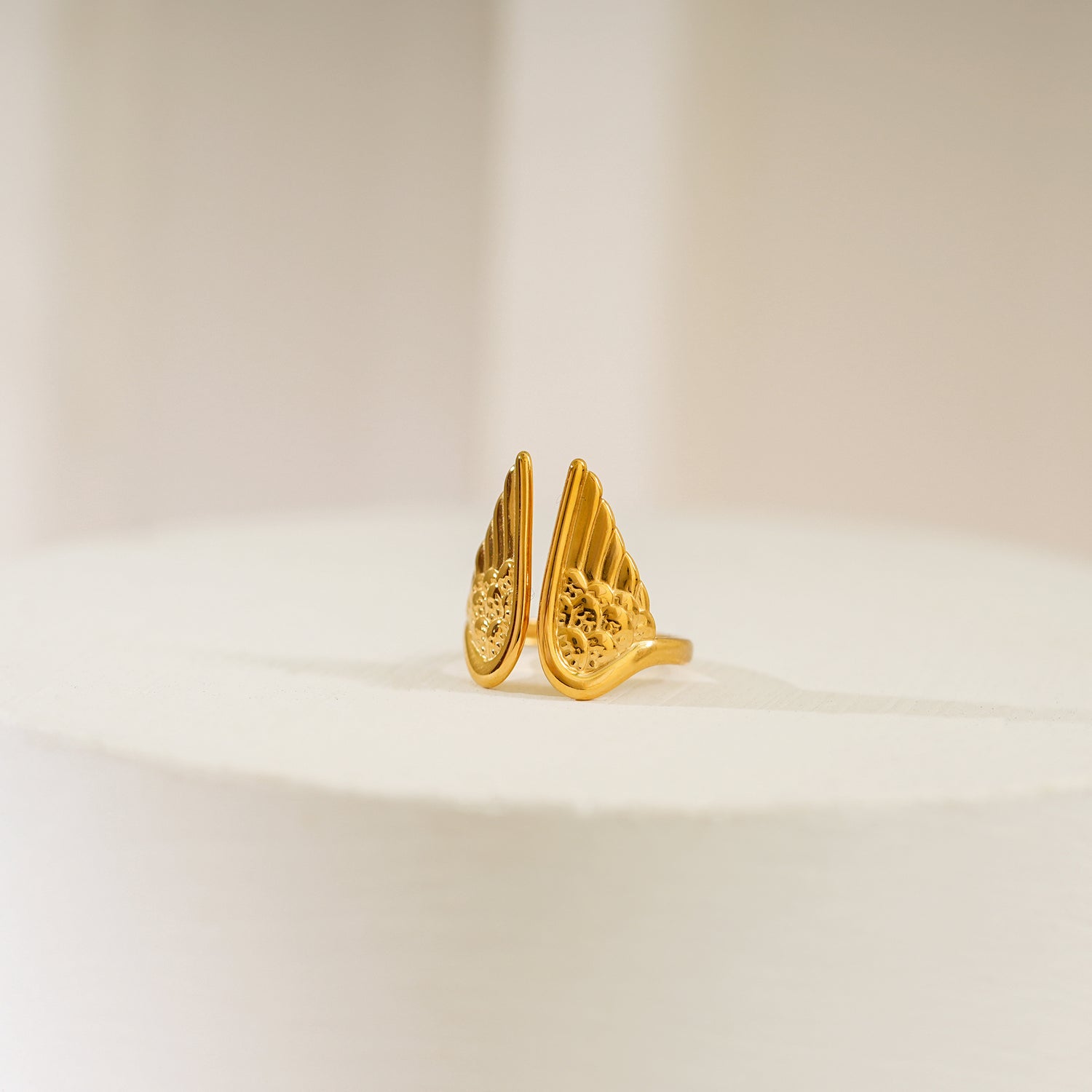 18K Gold Plated Angel wings Adjustable Open Ring