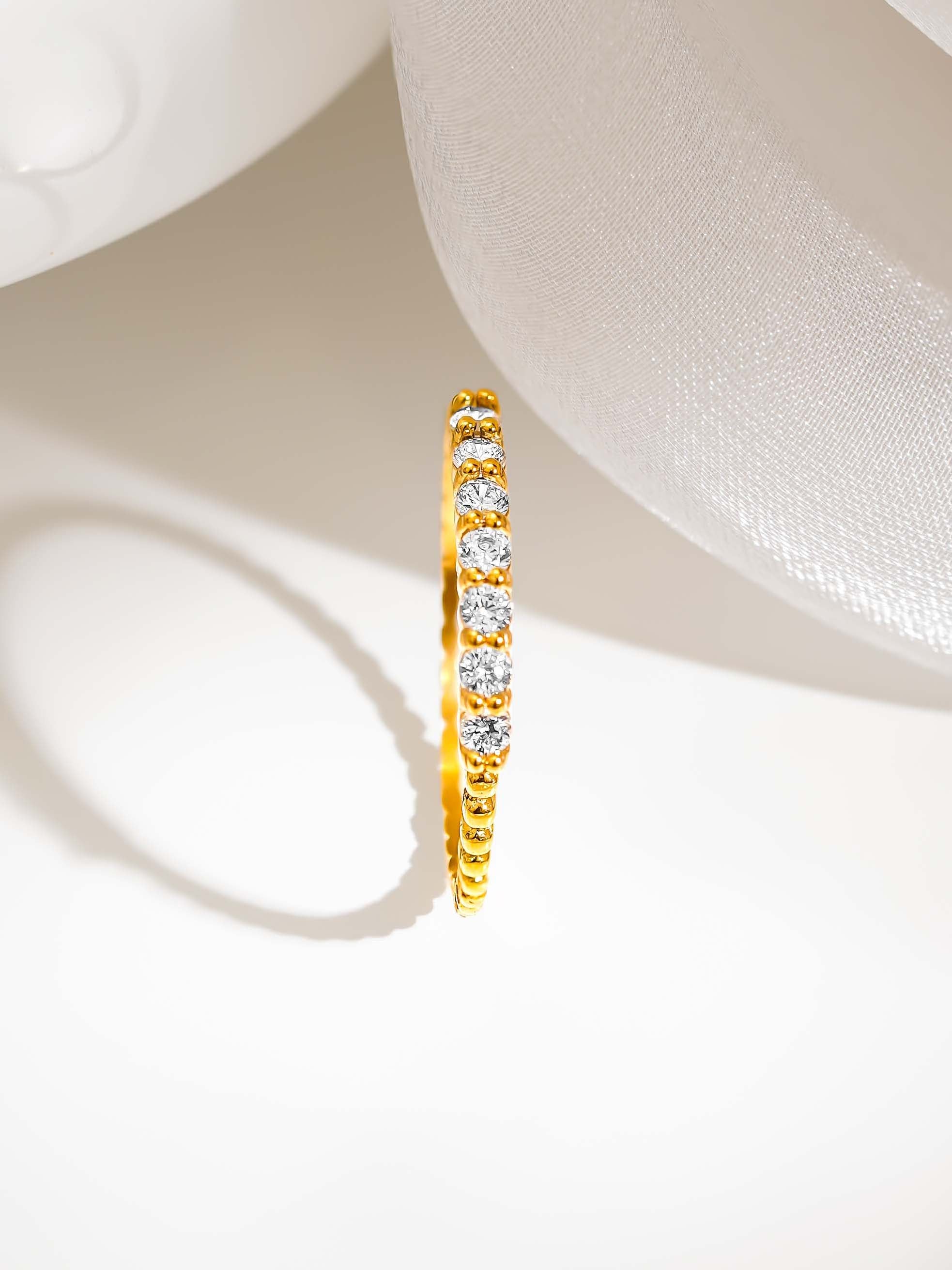 18K Gold Plated Radiant CZ Studded Ring