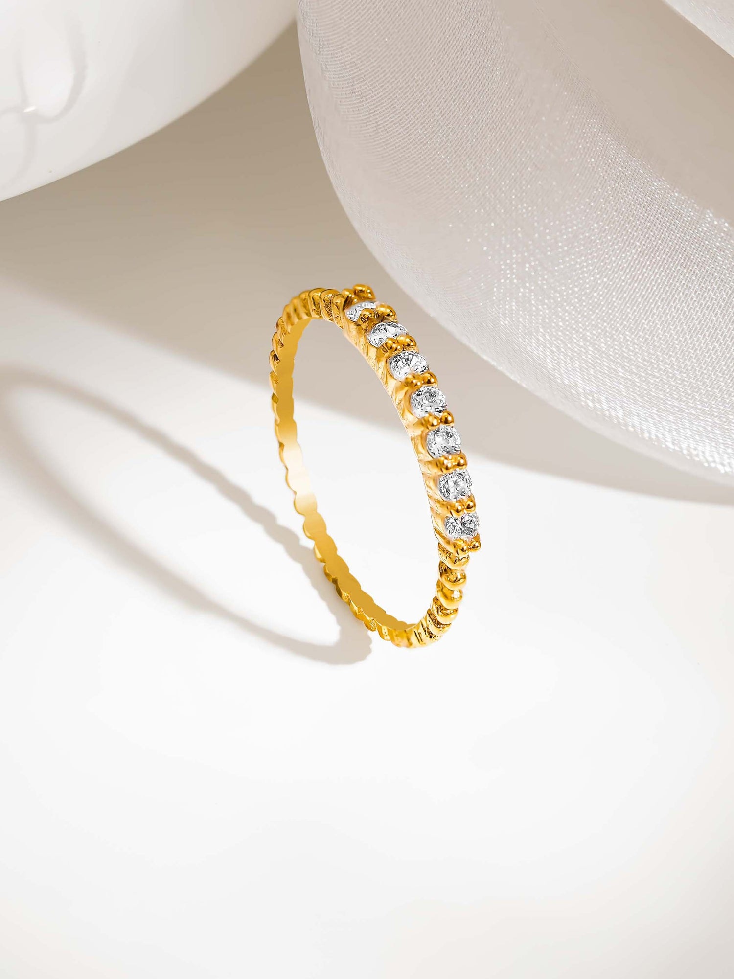 18K Gold Plated Radiant CZ Studded Ring