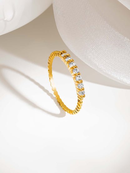 18K Gold Plated Radiant CZ Studded Ring