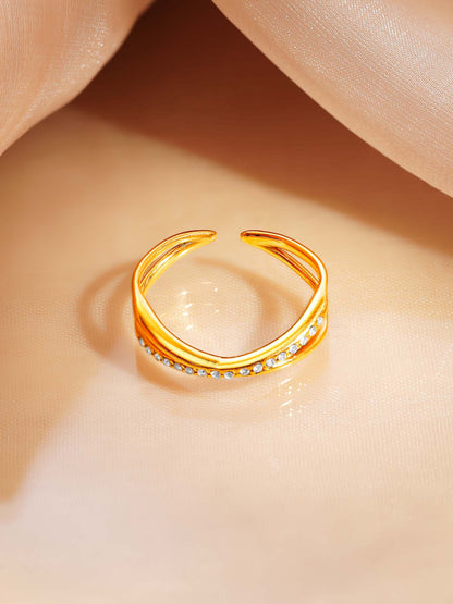 18K Gold Plated Intertwined CZ Band Ring