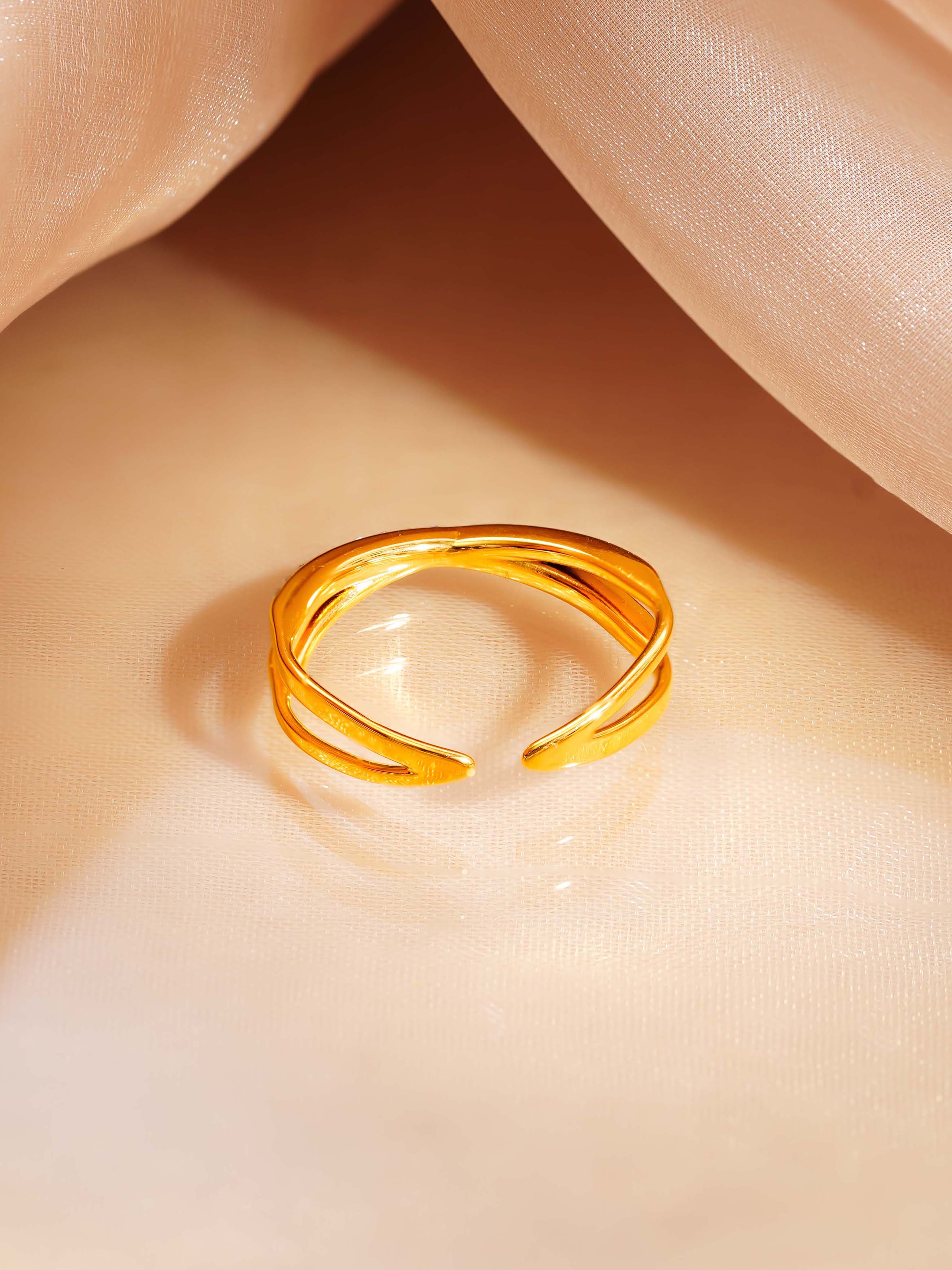 18K Gold Plated Intertwined CZ Band Ring