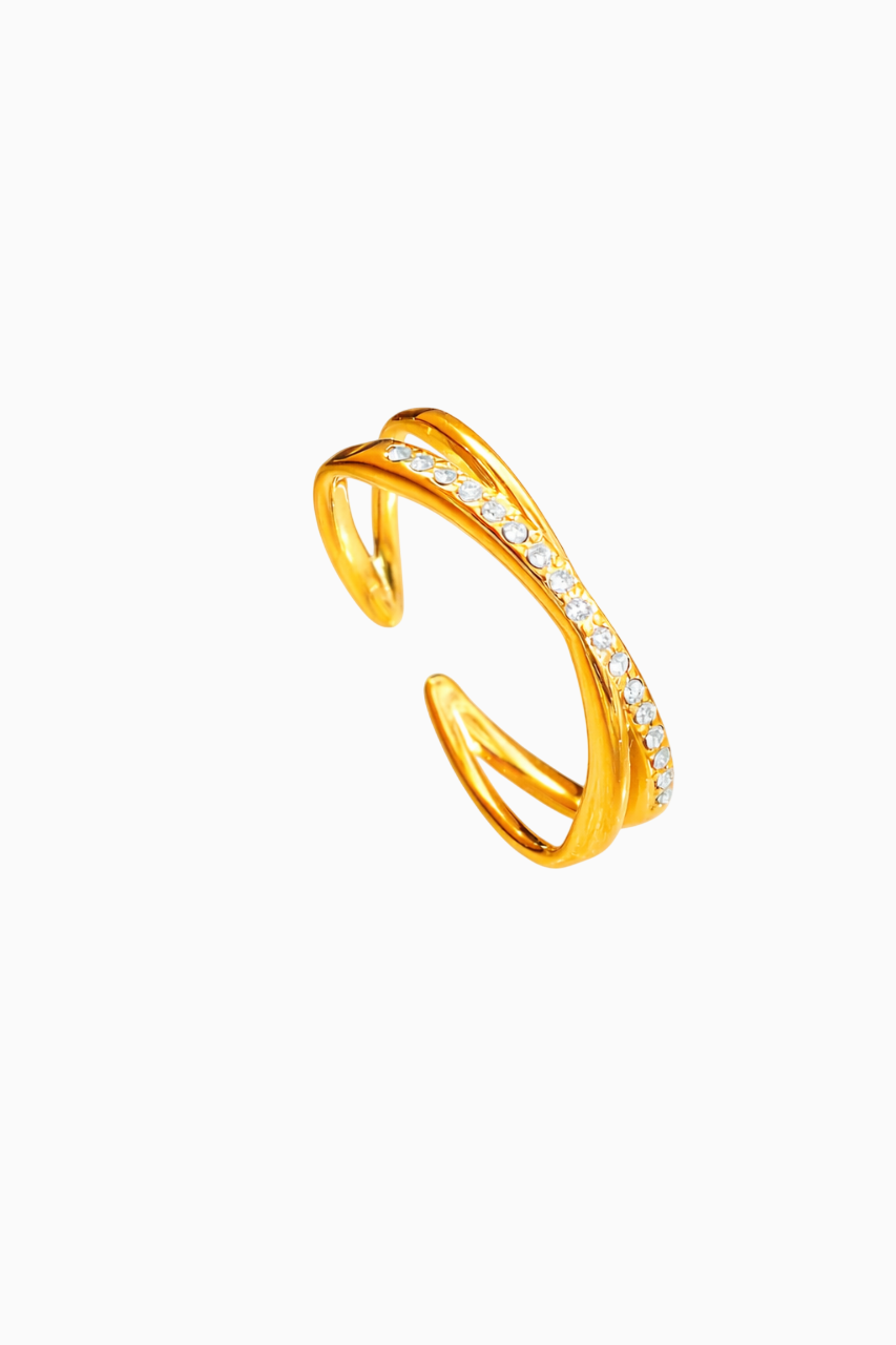 18K Gold Plated Intertwined CZ Band Ring