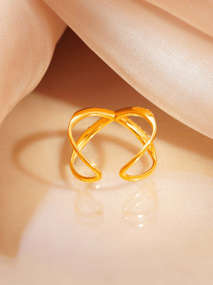 18K Gold Plated Criss Cross CZ Ring