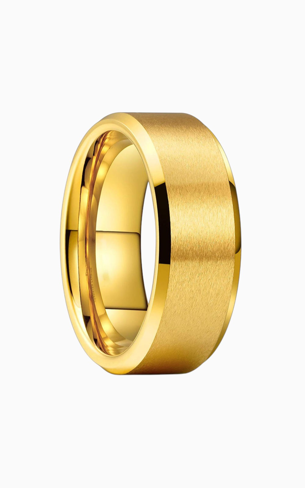 18K Gold Plated Classic Men’s Band Ring with Brushed Finish for Mens