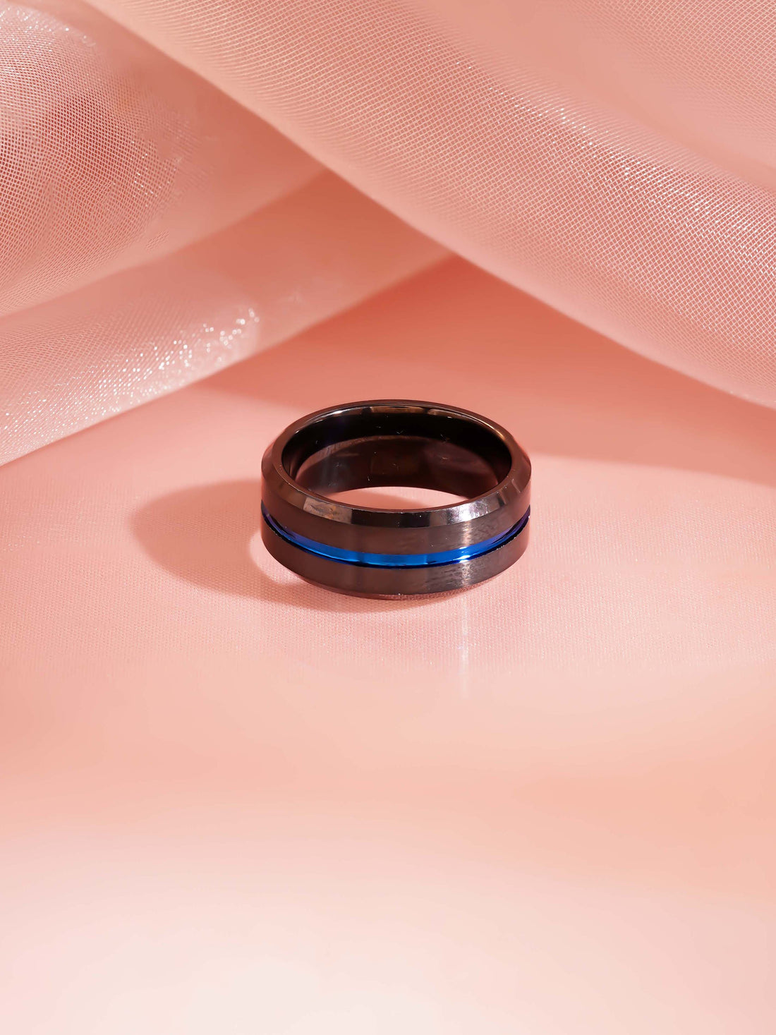 Blue Inlay Tungsten Ring for Men