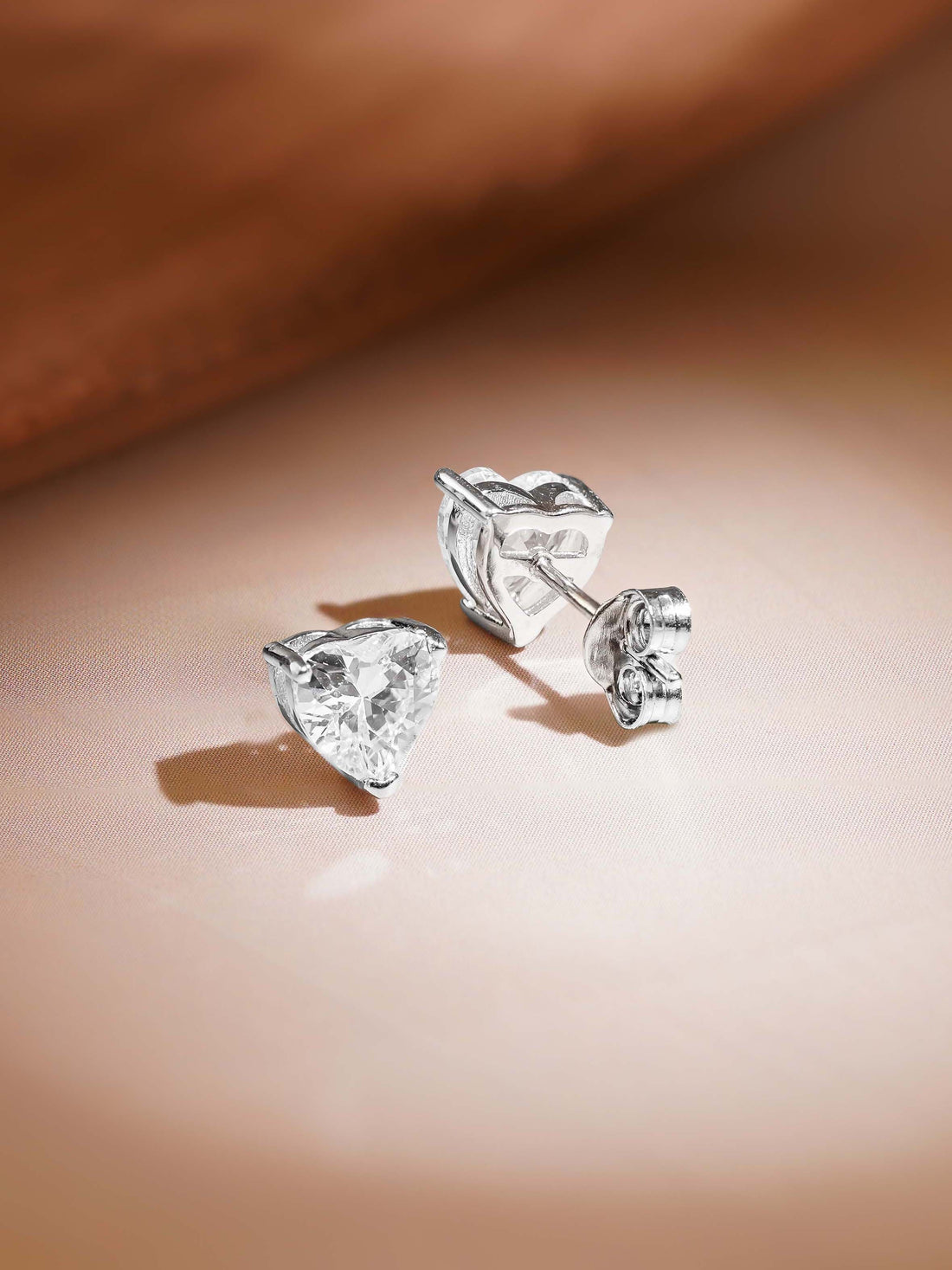 Clear Heart Crystal Studs