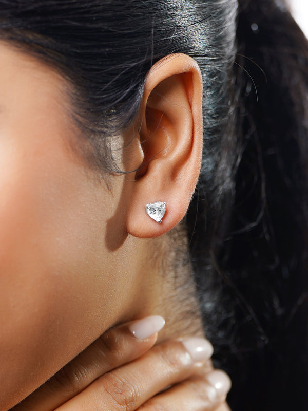Clear Heart Crystal Studs
