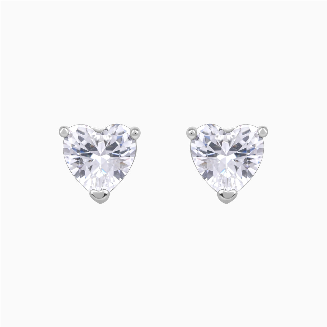 Open heart silver studs in 925 sterling silver