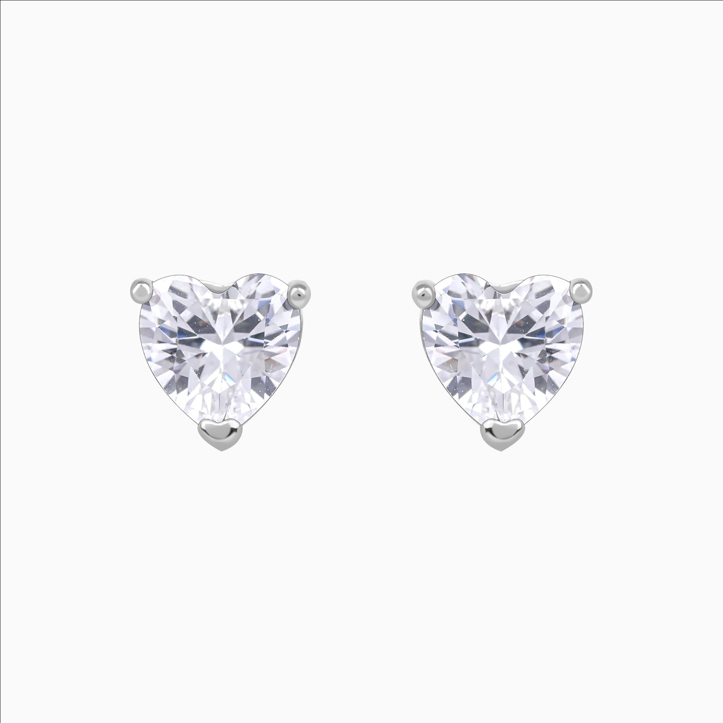 Open heart silver studs in 925 sterling silver