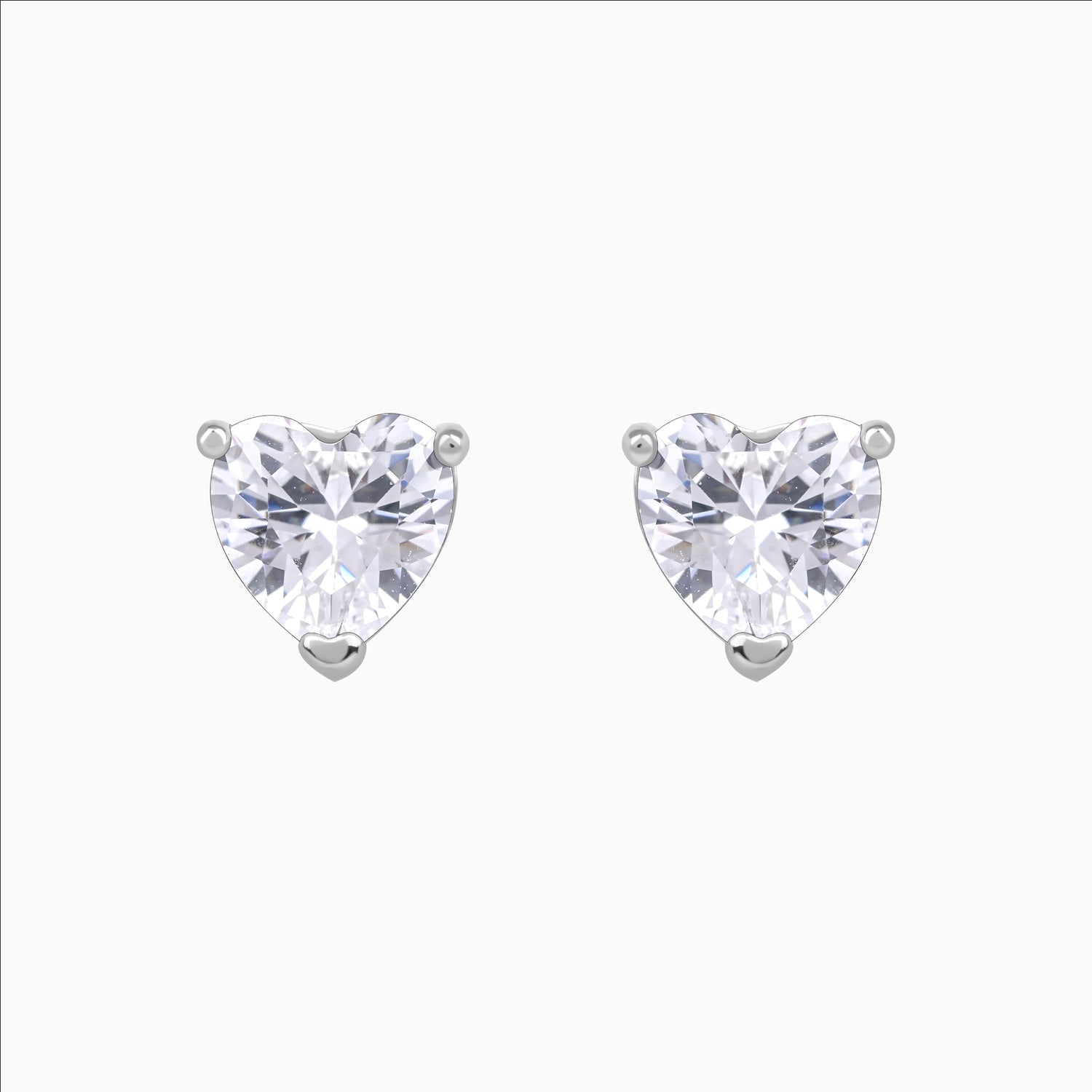 Open heart silver studs in 925 sterling silver