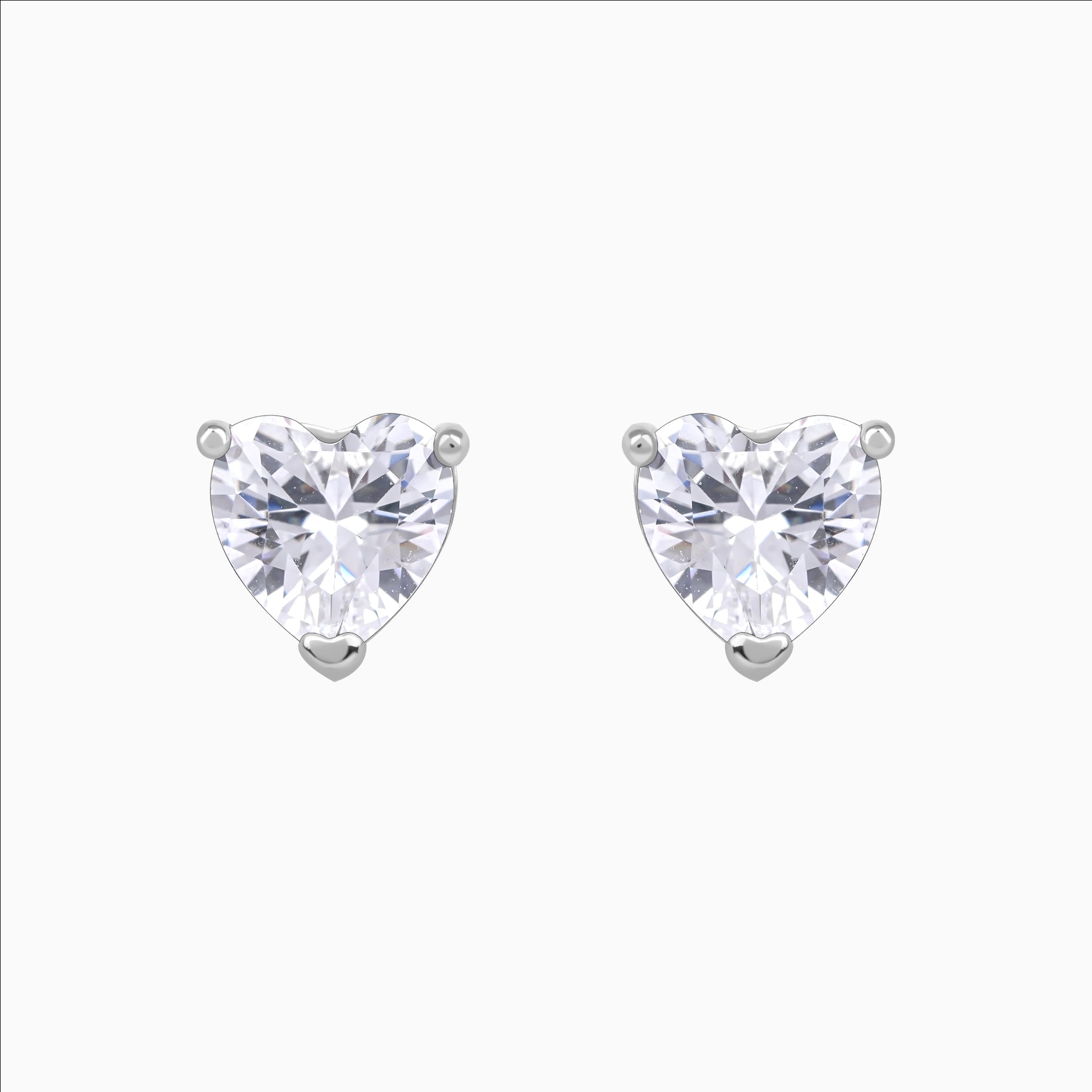Open heart silver studs in 925 sterling silver