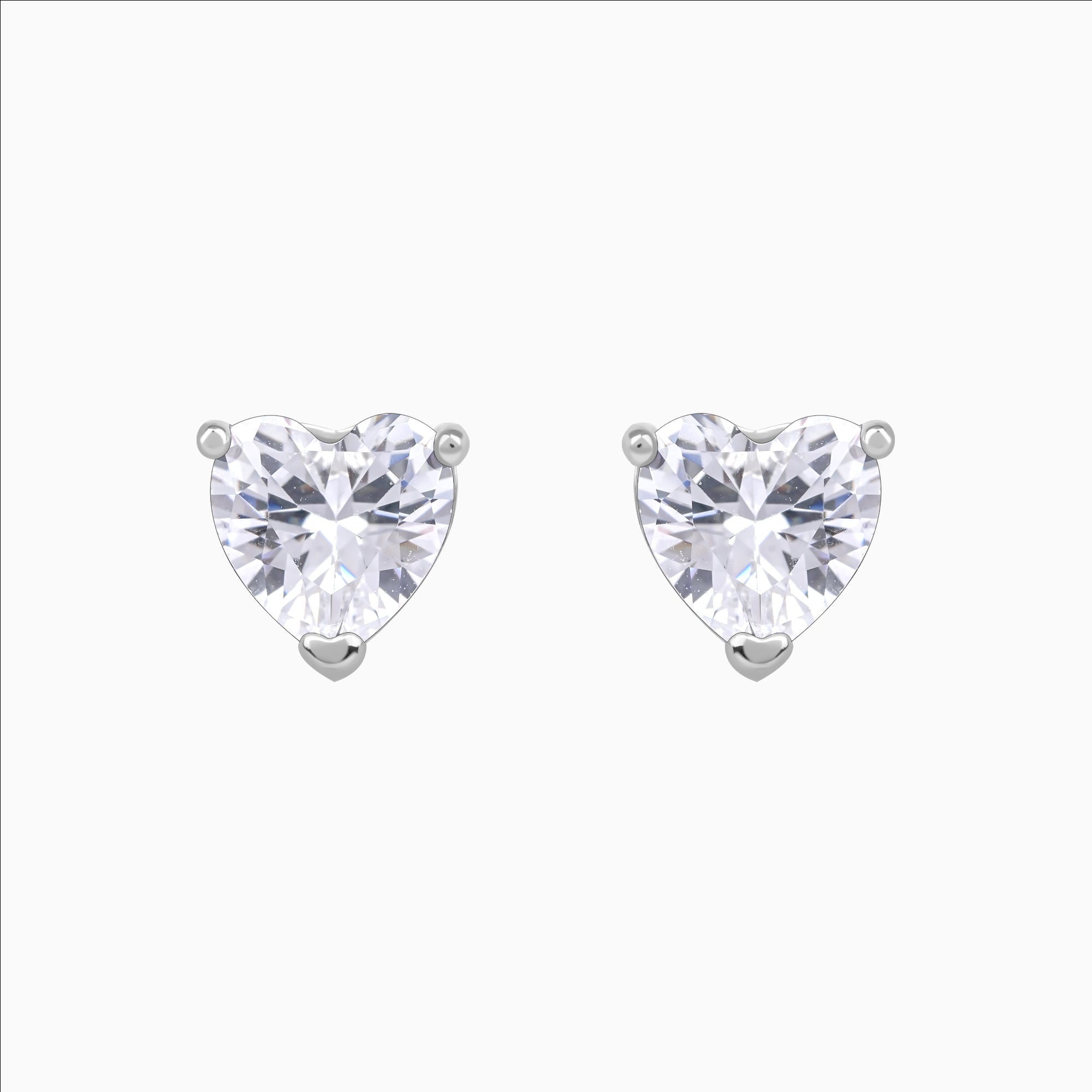 Open heart silver studs in 925 sterling silver