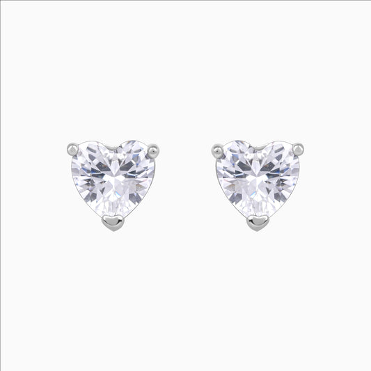 Open heart silver studs in 925 sterling silver