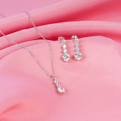 Rhodium-plated bridal jewellery set in 925 silver
