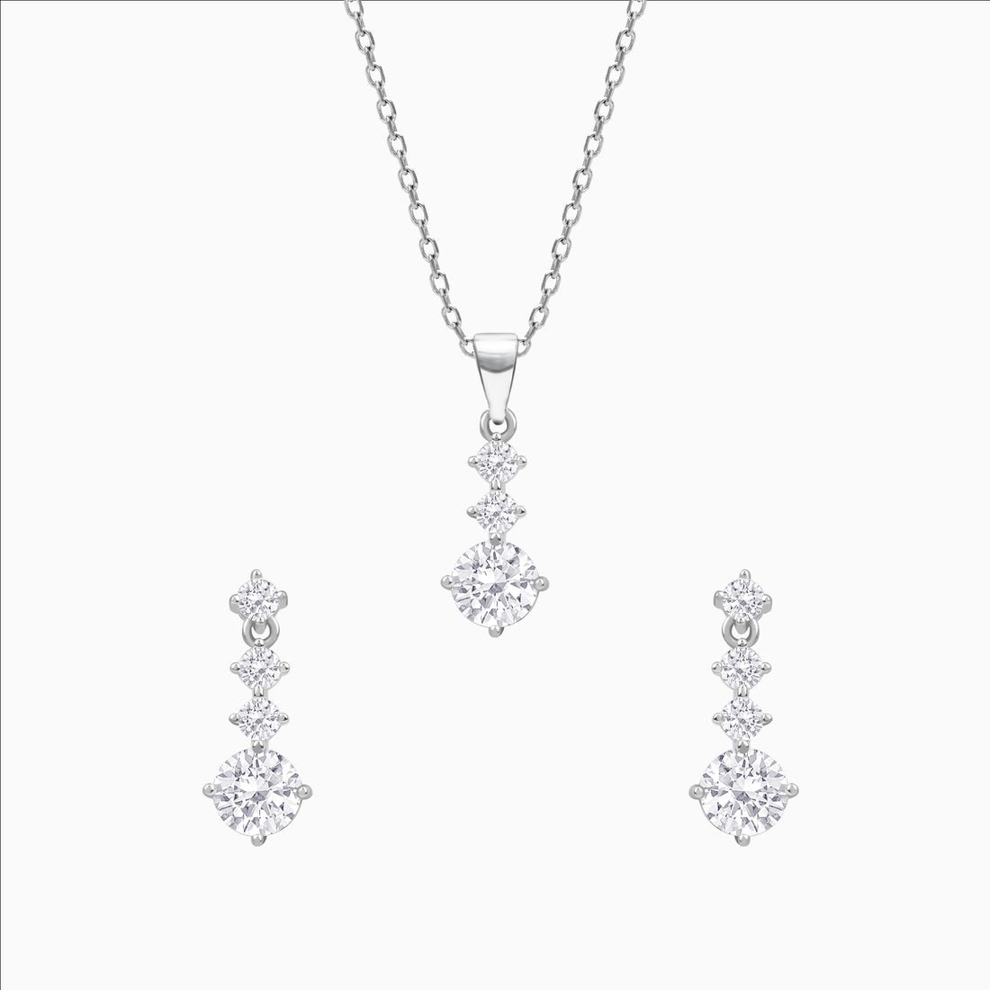 Sterling silver necklace and earrings set with CZ stones