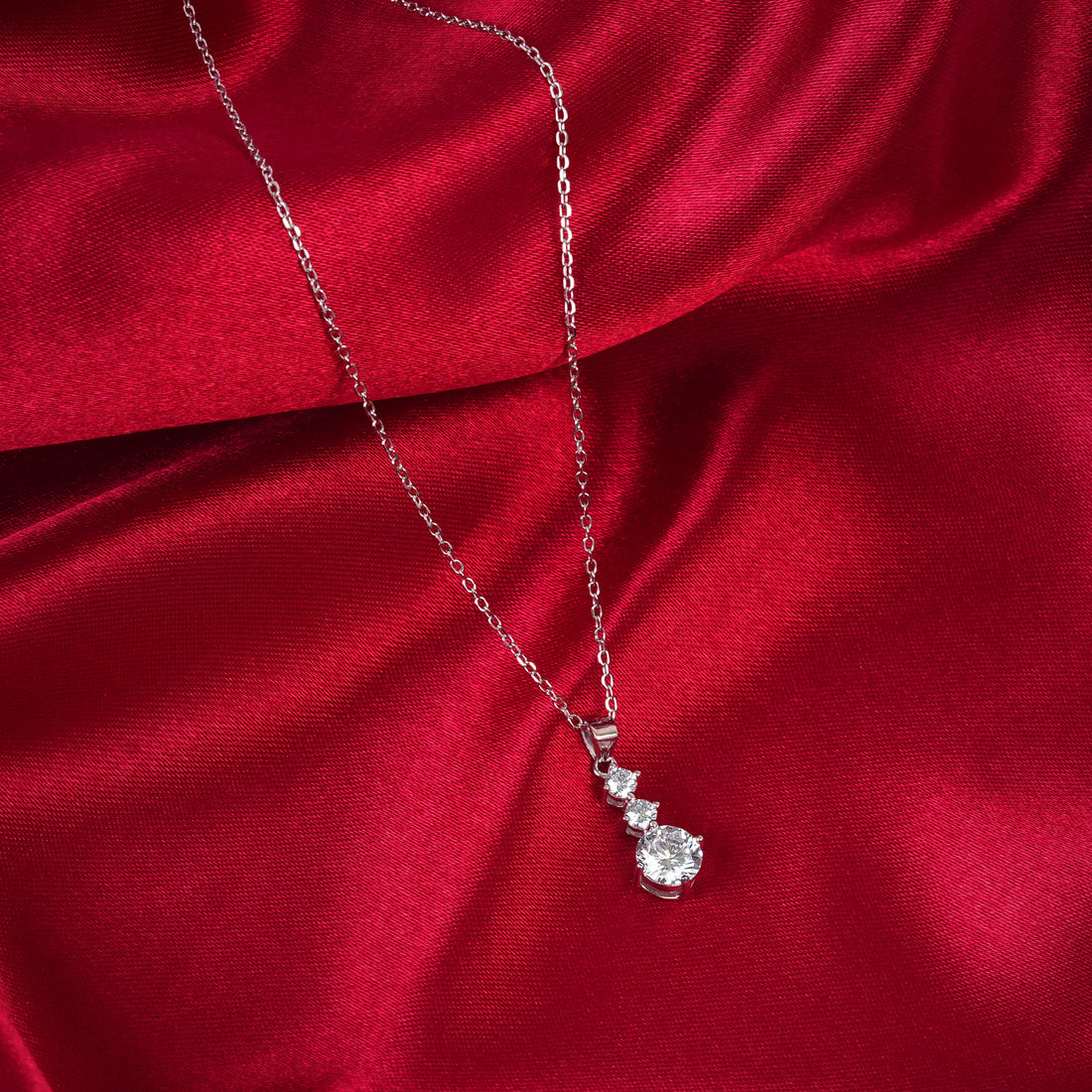 Rhodium-plated bridal necklace in 925 silver
