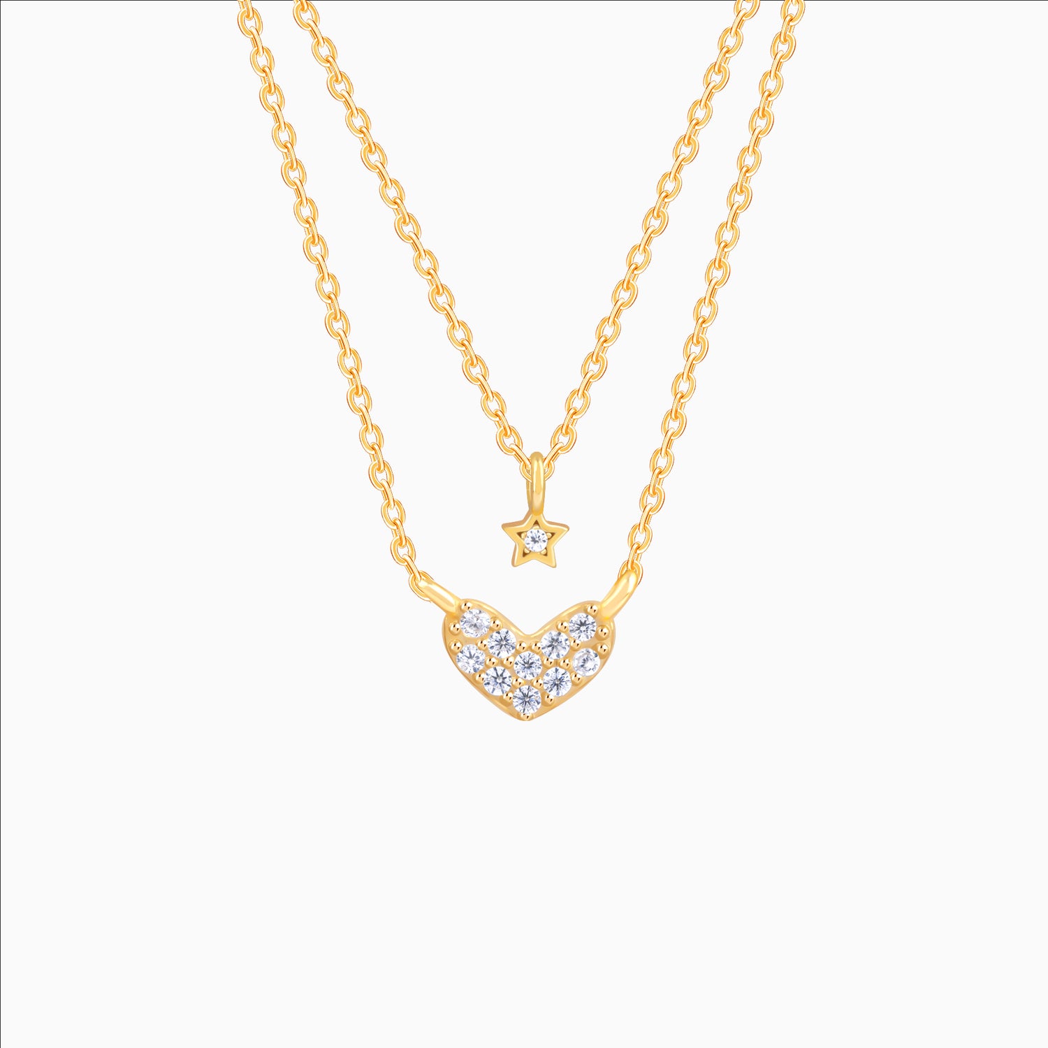 925 sterling silver double layer star pendant necklace