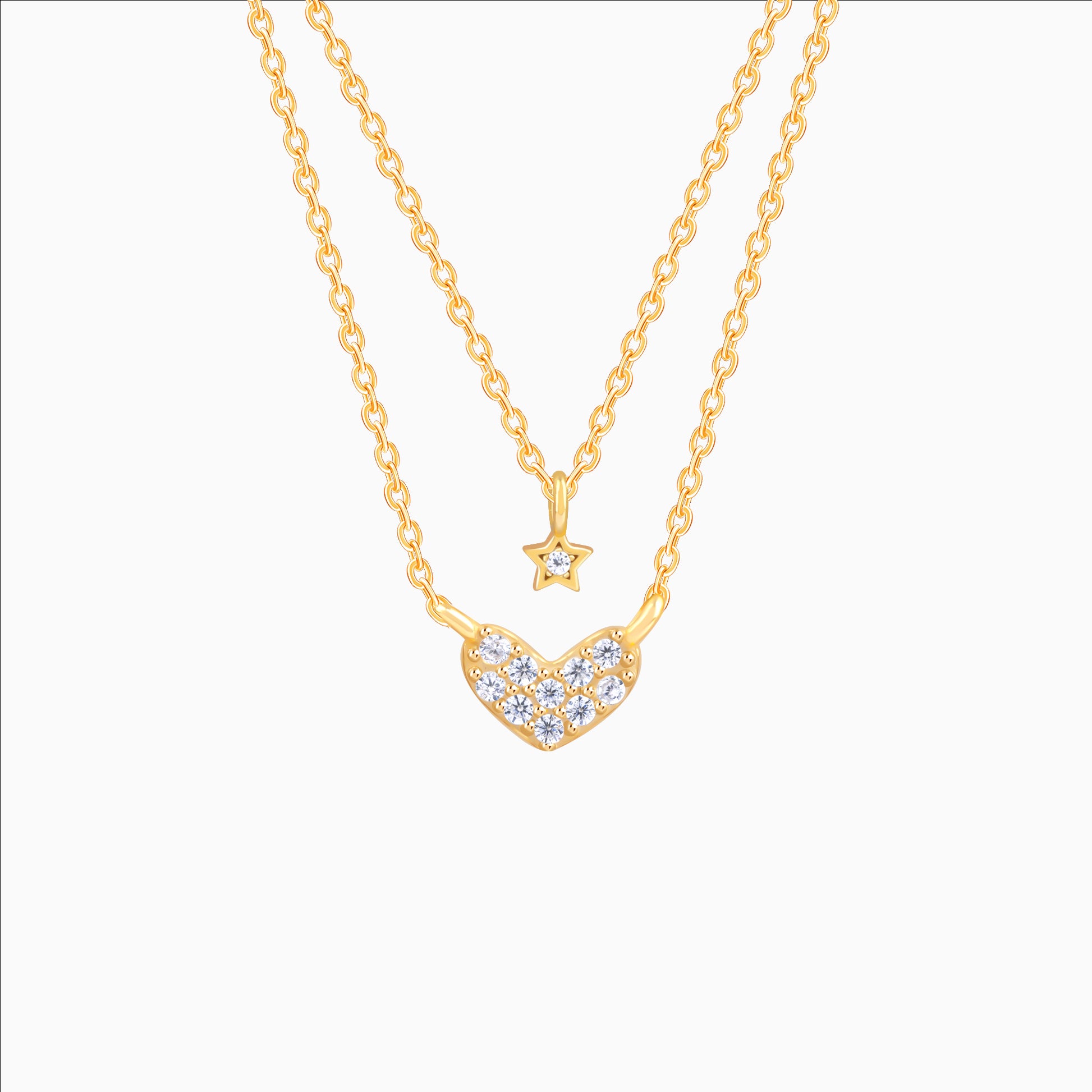 925 sterling silver double layer star pendant necklace