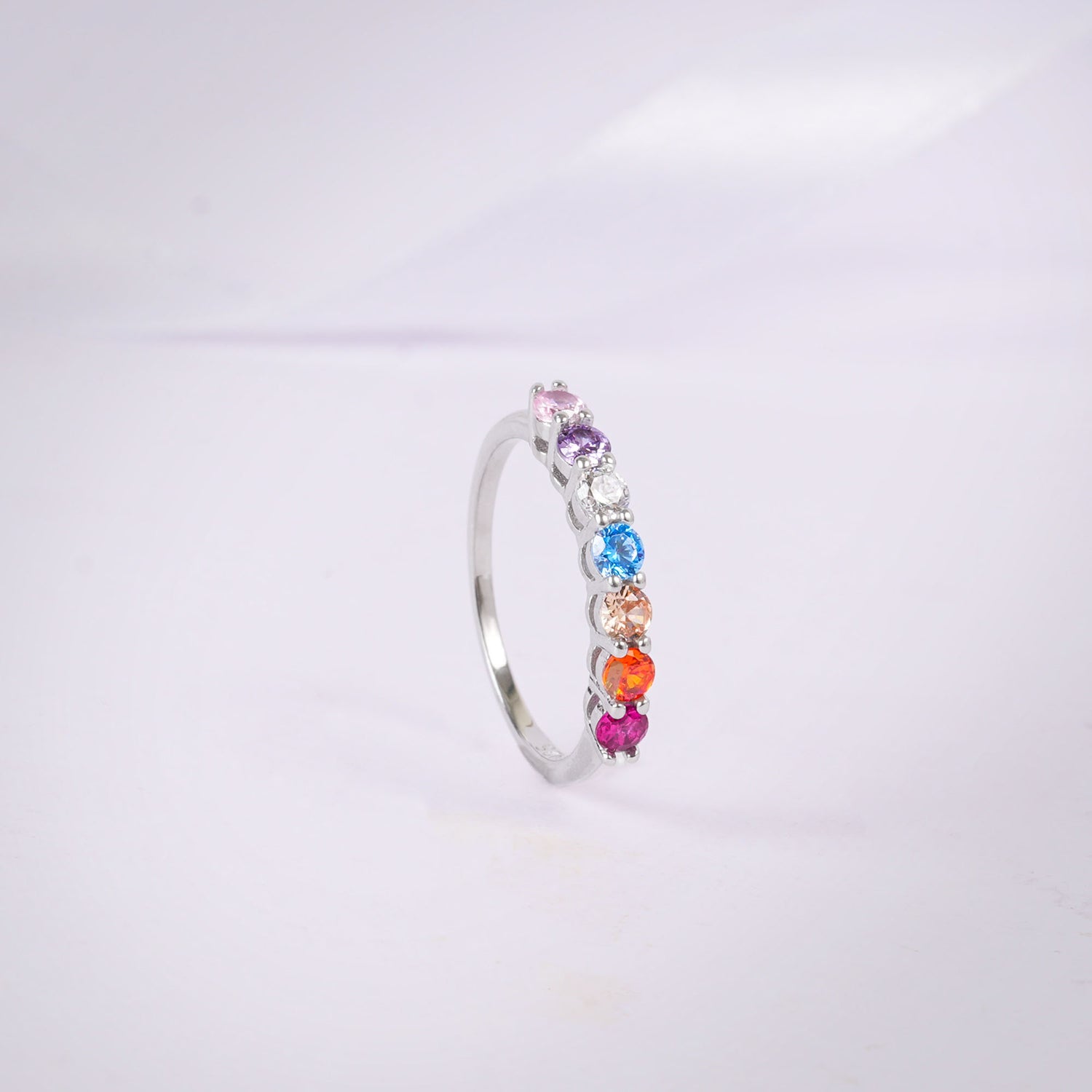 925 Sterling Silver Rainbow Zircon Ring