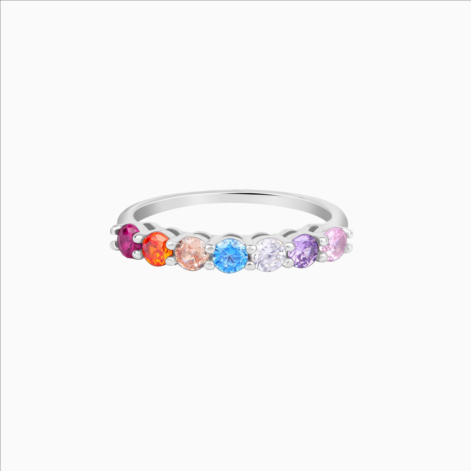 925 Sterling Silver Rainbow Zircon Ring