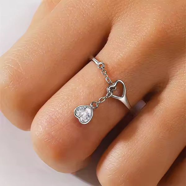 Heart Chain Drop Ring