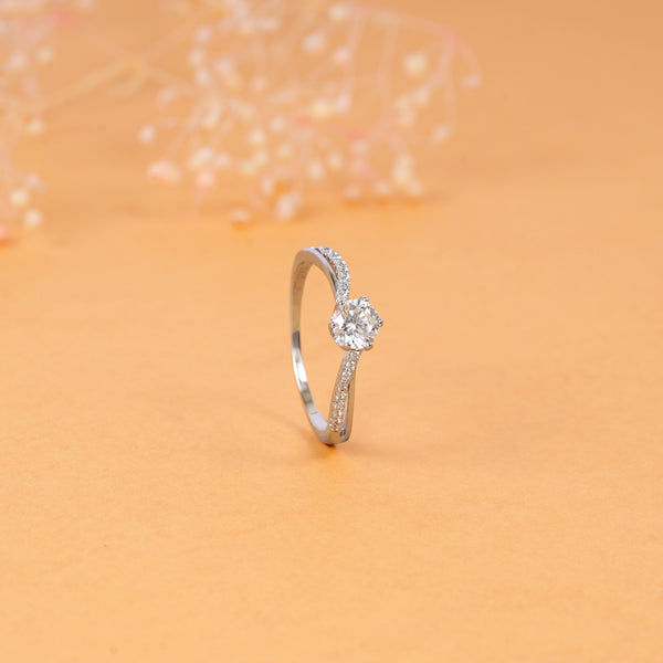 Round Crystal Solitaire Ring