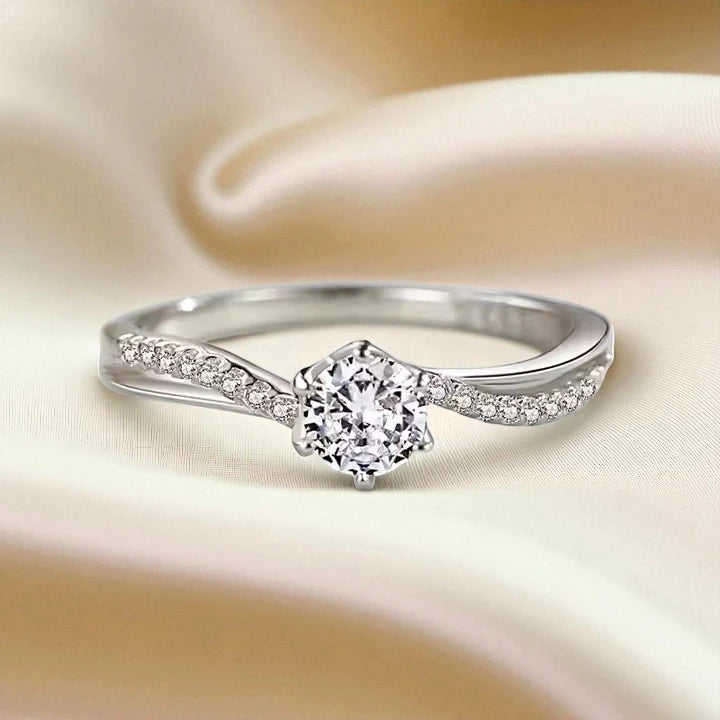 Round Crystal Solitaire Ring