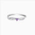 Heart-shaped purple zircon ring in 925 silver
