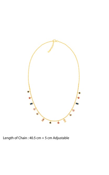18K Gold Plated Golden Glow Multi-Color Charms Necklace
