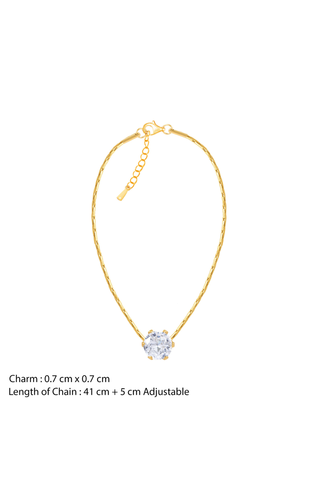 18K Gold Plated Dainty Solitaire Pendant Necklace