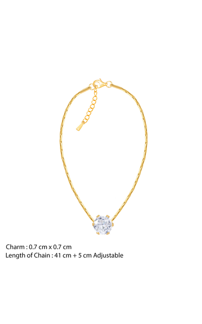 18K Gold Plated Dainty Solitaire Pendant Necklace