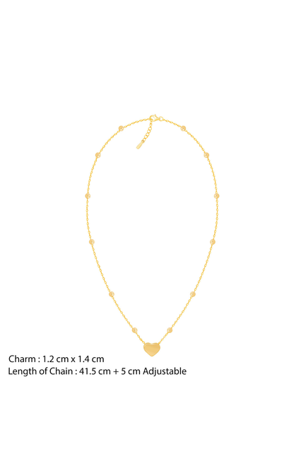18K Gold Plated Heart Pendant Beaded Necklace