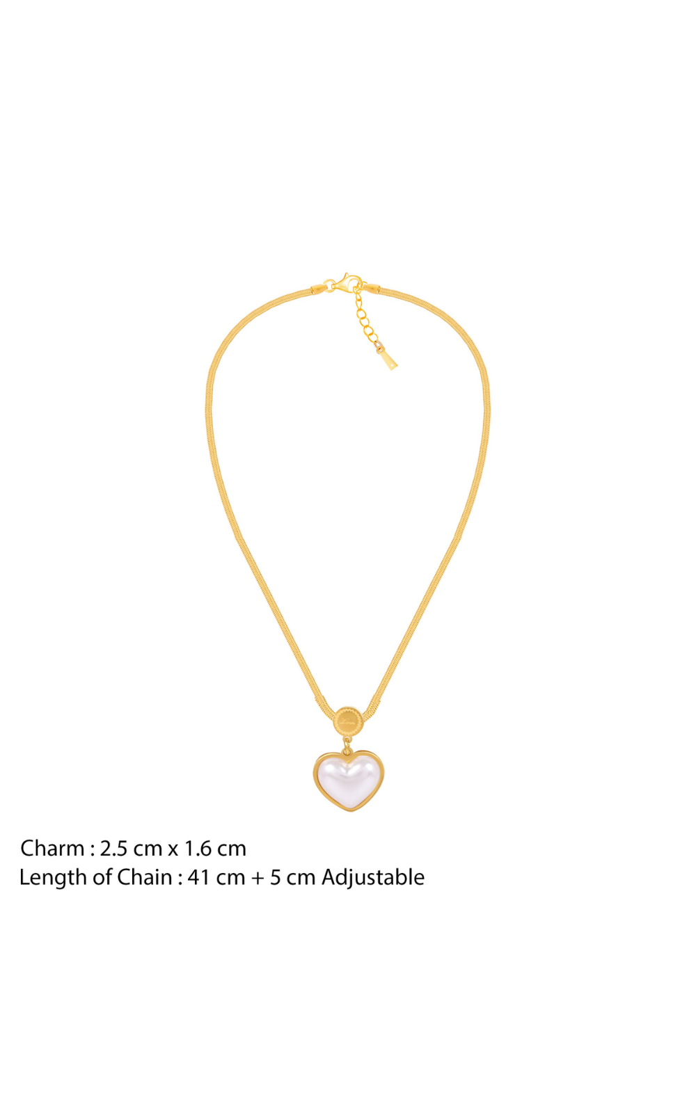 18K Gold Plated Pearl Love Heart Pendant Necklace