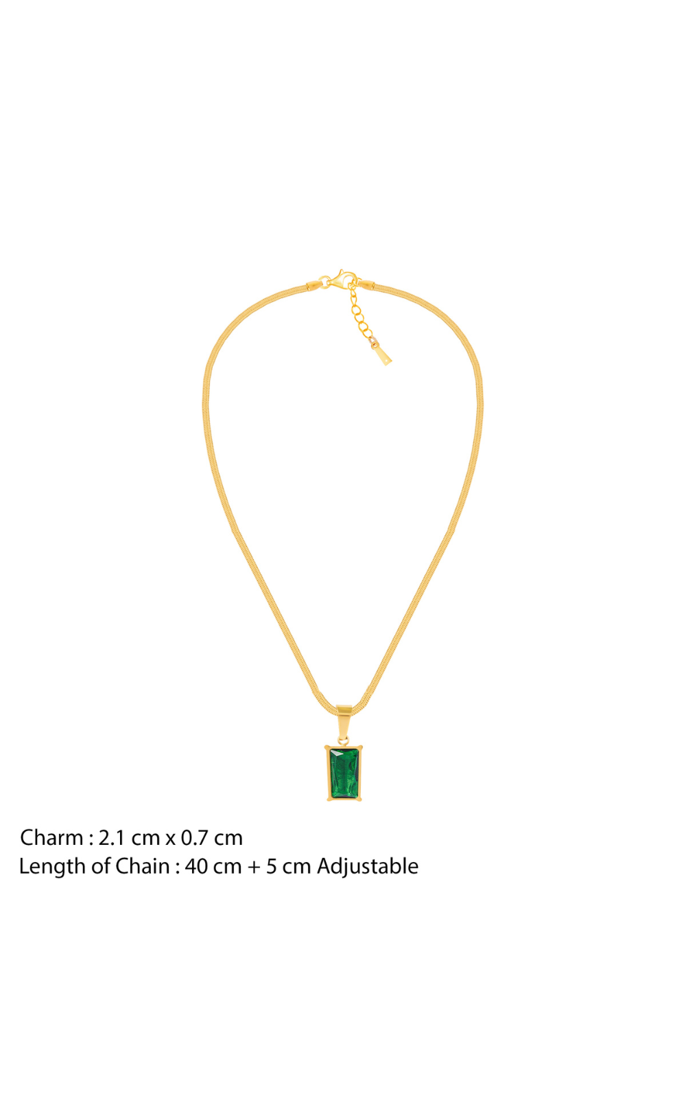 18K Gold Plated Emerald Pendant Necklace
