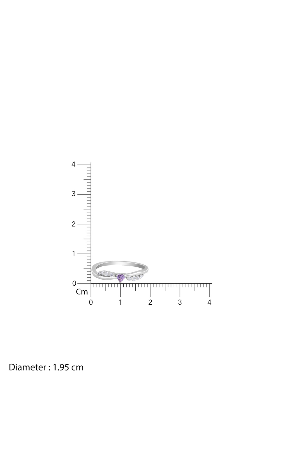 925 Sterling Silver Purple Heart Ring