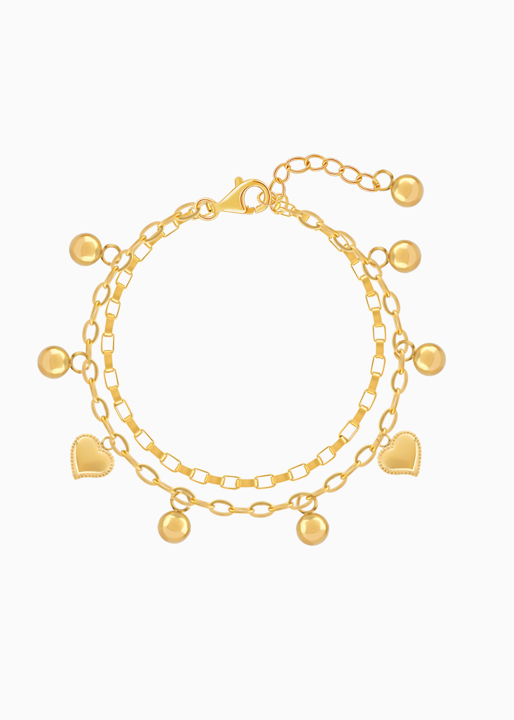 18K Gold Plated Hearts All Over Bracelet - Gold